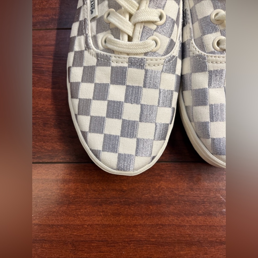 Womens 7 Vans Authentic Low Pro Embroidered Checkerboard Gray Low Top HALF BOX - Picture 13 of 16